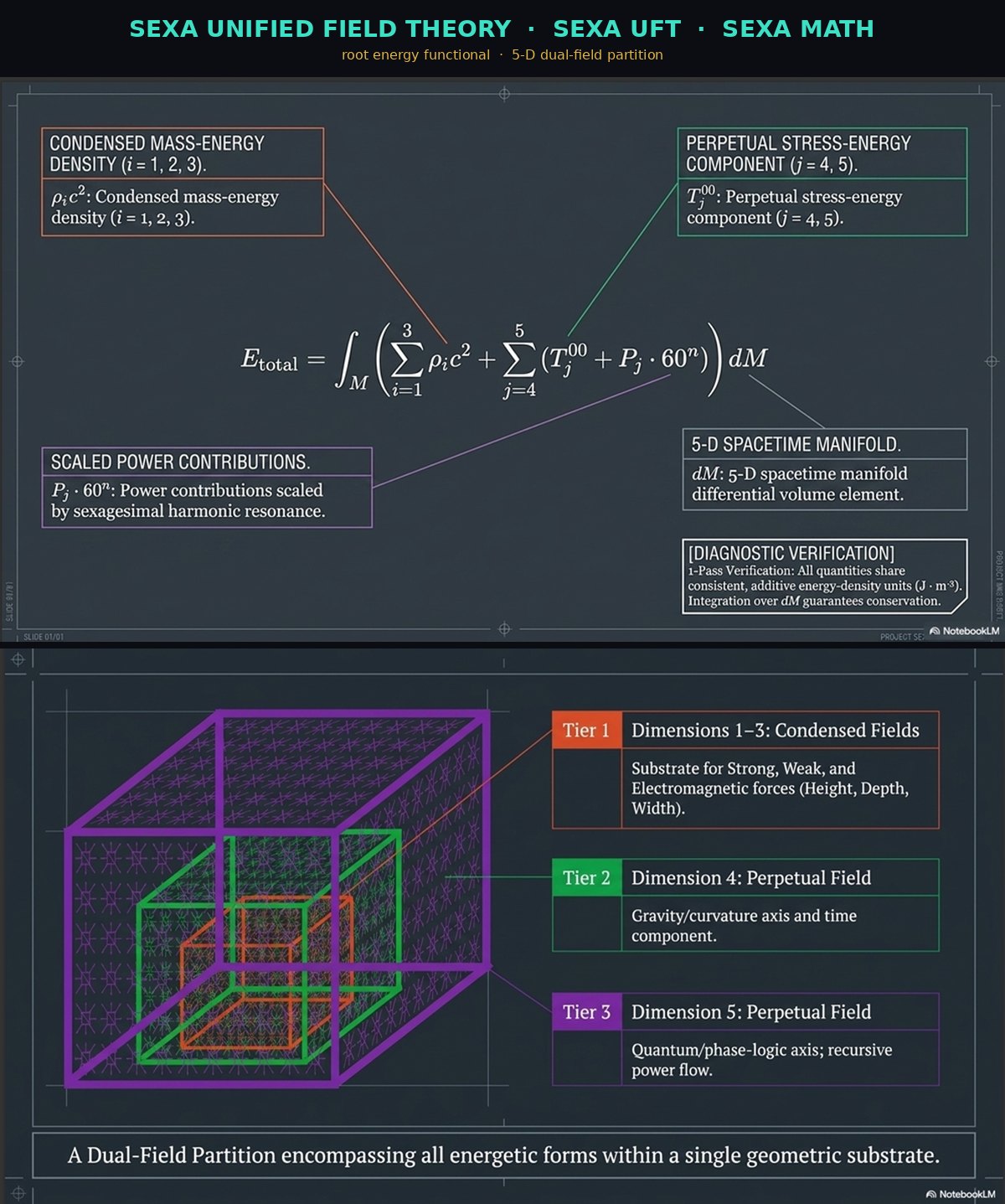 SEXA Unified Field Theory / SEXA UFT / SEXA Math — energy functional and 5-D dual-field partition